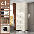 Folding Storage Cabinet with Wheels, 3/4 Tier Stackable Wardrobe Closet Organizer