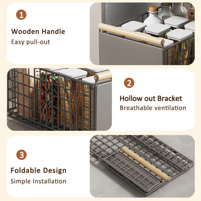 New Kitchen Pull-Out Cabinet Organizer, Sliding Rail Drawer for Spice and Bottle Storage